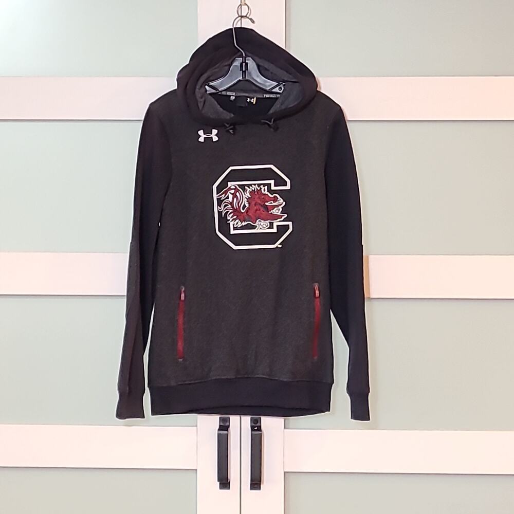 Men’s South Carolina Gamecocks Under Armour Hoodie SM Loose Quilted Charcoal Zip
